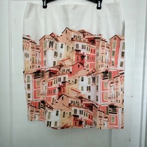 New Lord & Taylor Italy Multicolor Architectural Print Pencil Skirt Plus Size 16